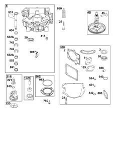 Crankcase Cover/Sump Group Diagram and Parts List for 44C777-0010-G1 400000 - 699999 Briggs and Stratton Engine